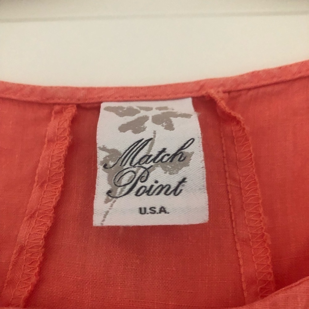 Match Point USA Lagenlook Linen Ruffle Tunic Coral Asymmetrical - Picture 8 of 8